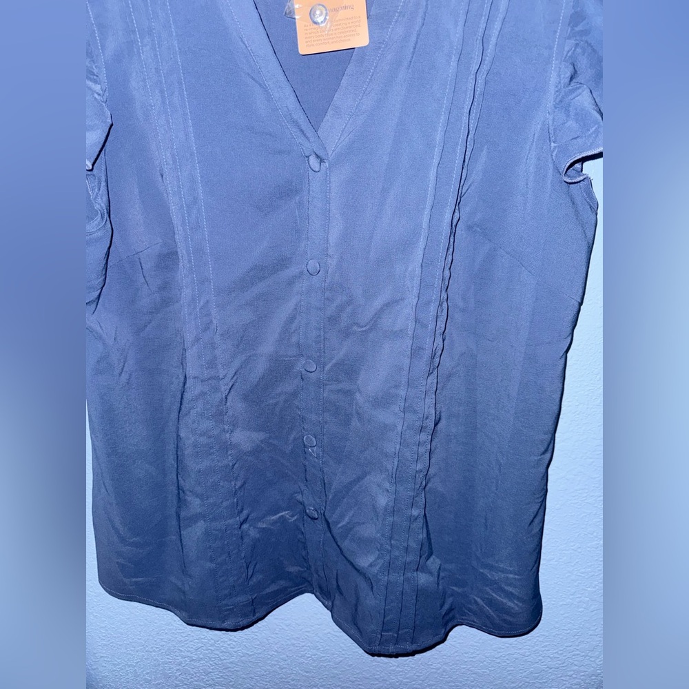 NWT BLOOMCHIC Women’s Navy Blue Button-Front Blouse Size 14-16 - Picture 7 of 11